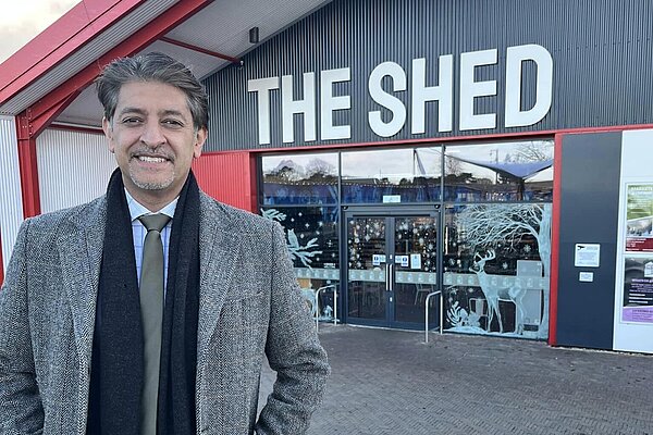 Khalil Yousuf outside The Shed in Bordon
