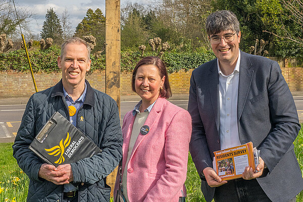 The local Lib Dem team - Paul Kennedy, Laura Cavaliere and Cllr Paul Follows