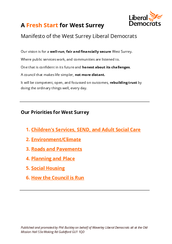 West Surrey Manifesto