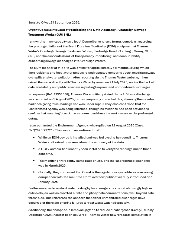 OFWAT Letter