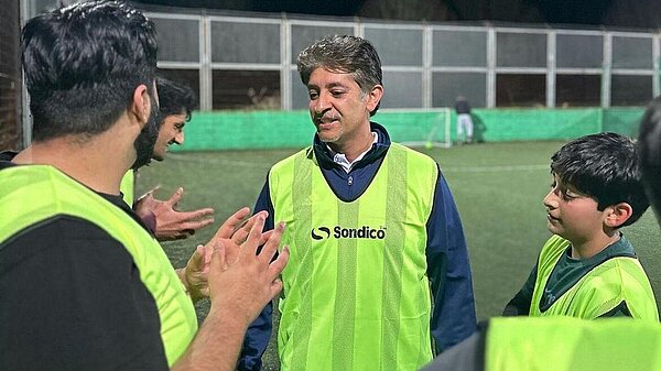 Khalil with his 5-a-side football team