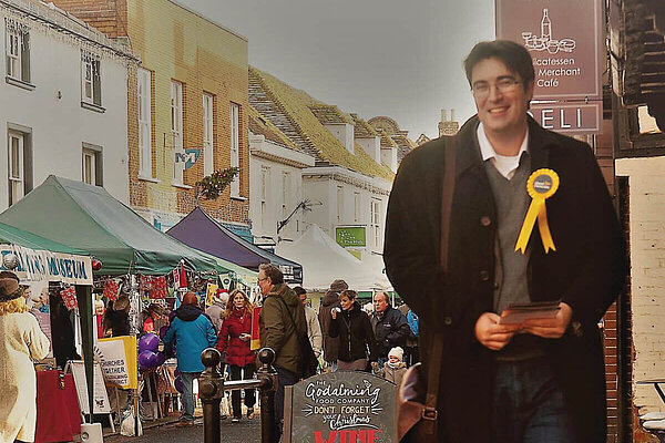 Paul Follows on Godalming High Street during a festival