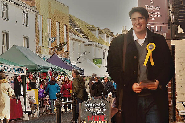 Paul Follows on Godalming High Street during a festival