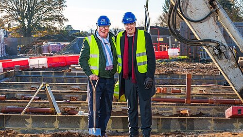Paul Rivers & Paul Follows breaking ground at a social housing site in Ockford